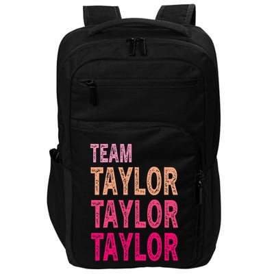 Retro T.AYLOR First Name Personalized Groovy Birthday Impact Tech Backpack