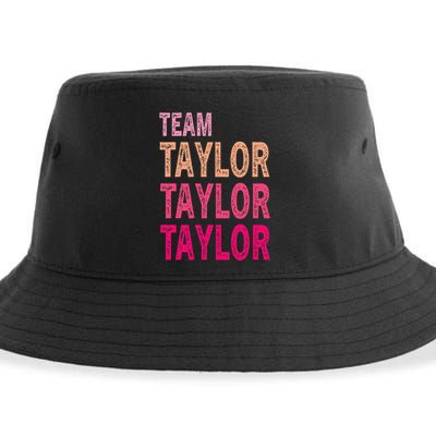 Retro T.AYLOR First Name Personalized Groovy Birthday Sustainable Bucket Hat