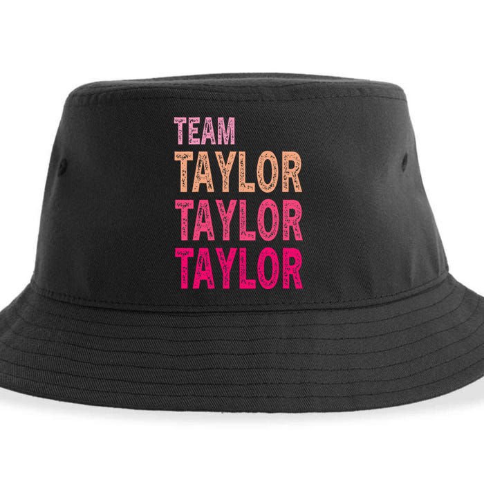 Retro T.AYLOR First Name Personalized Groovy Birthday Sustainable Bucket Hat