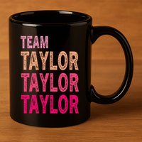 Retro T.AYLOR First Name Personalized Groovy Birthday 11oz C Handle Ceramic Mug