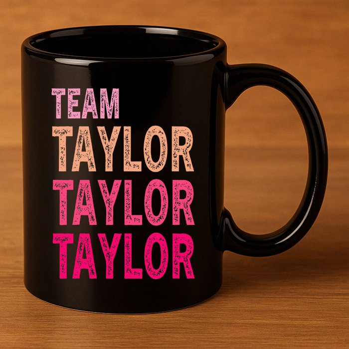 Retro T.AYLOR First Name Personalized Groovy Birthday 11oz C Handle Ceramic Mug