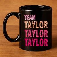 Retro T.AYLOR First Name Personalized Groovy Birthday 11oz C Handle Ceramic Mug