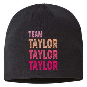 Retro T.AYLOR First Name Personalized Groovy Birthday Sustainable Beanie