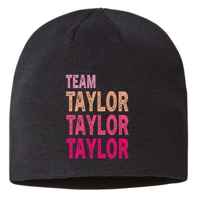Retro T.AYLOR First Name Personalized Groovy Birthday Sustainable Beanie