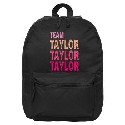 Retro T.AYLOR First Name Personalized Groovy Birthday 16 in Basic Backpack