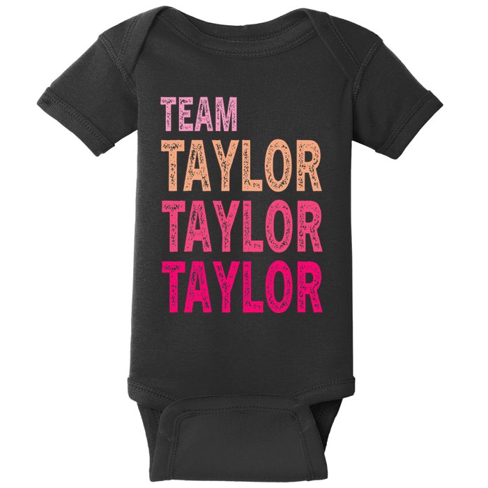 Retro T.AYLOR First Name Personalized Groovy Birthday Baby Bodysuit