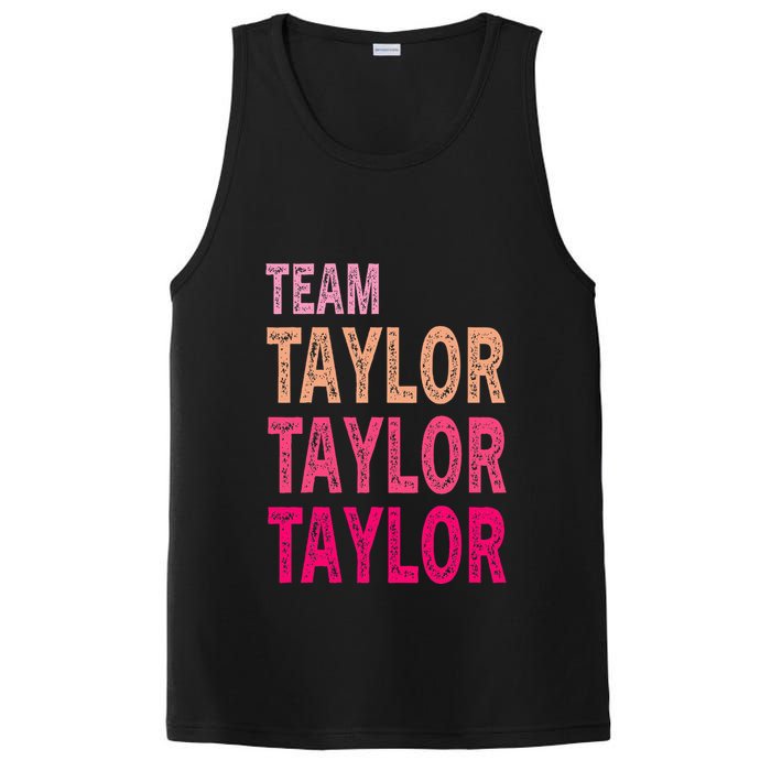 Retro T.AYLOR First Name Personalized Groovy Birthday PosiCharge Competitor Tank