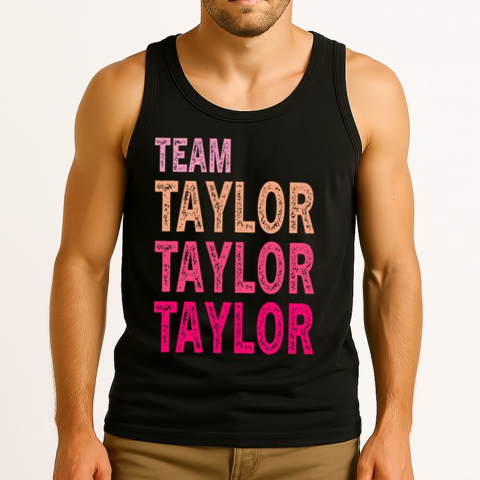 Retro T.AYLOR First Name Personalized Groovy Birthday Tank Top