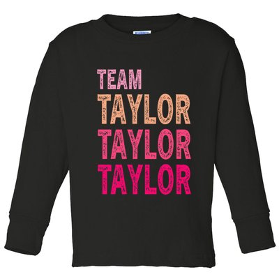 Retro T.AYLOR First Name Personalized Groovy Birthday Toddler Long Sleeve Shirt