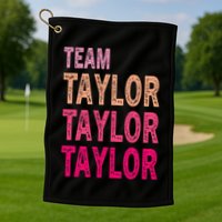 Retro T.AYLOR First Name Personalized Groovy Birthday Golf Towel