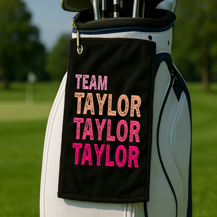 Retro T.AYLOR First Name Personalized Groovy Birthday Golf Towel