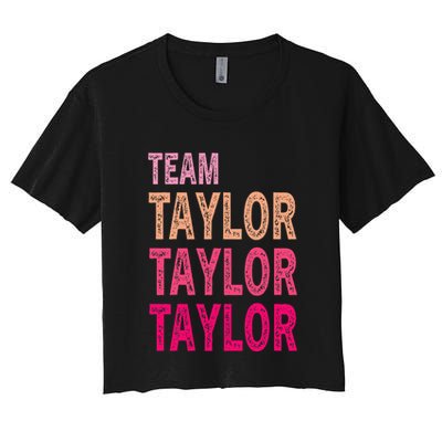 Retro T.AYLOR First Name Personalized Groovy Birthday Crop Top