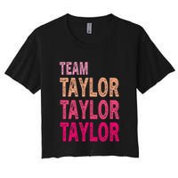 Retro T.AYLOR First Name Personalized Groovy Birthday Crop Top