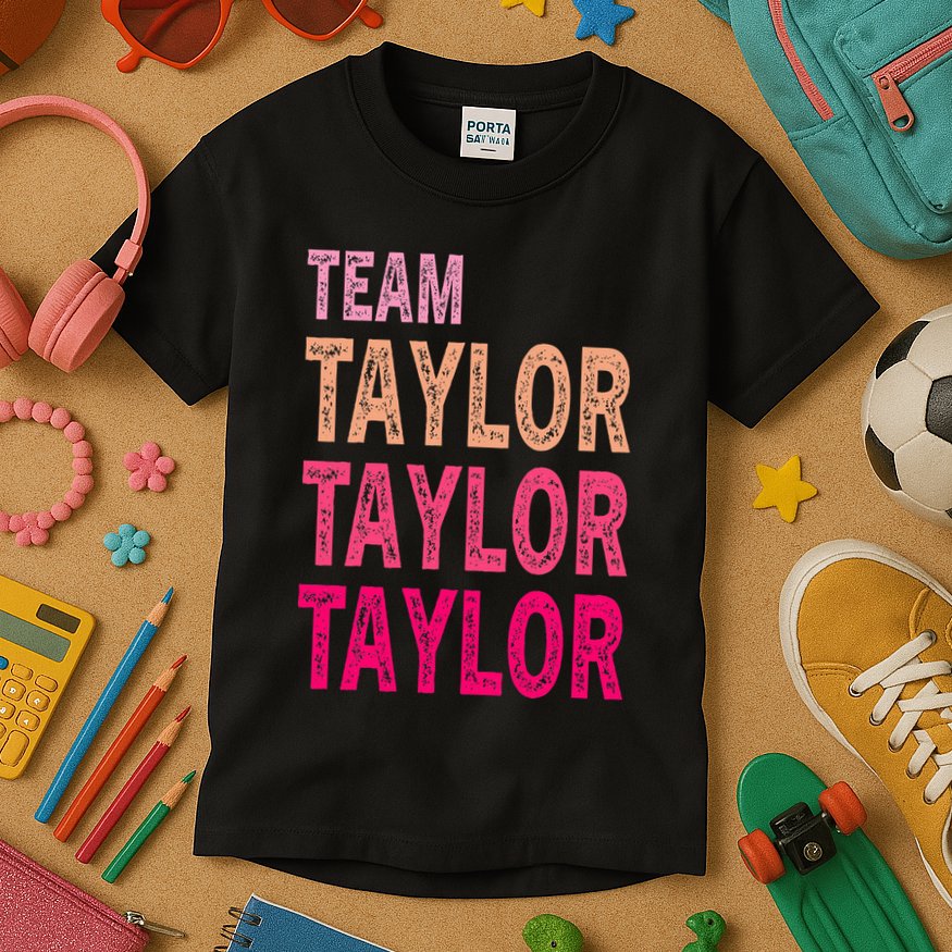 Retro T.AYLOR First Name Personalized Groovy Birthday Kids T-Shirt