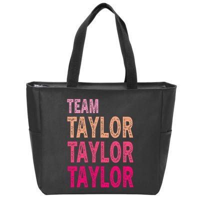 Retro T.AYLOR First Name Personalized Groovy Birthday Zip Tote Bag