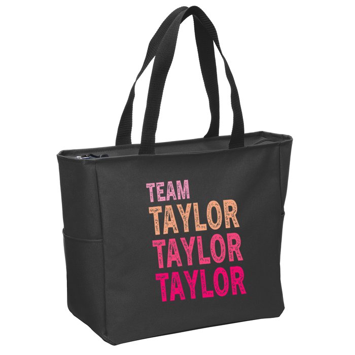 Retro T.AYLOR First Name Personalized Groovy Birthday Zip Tote Bag