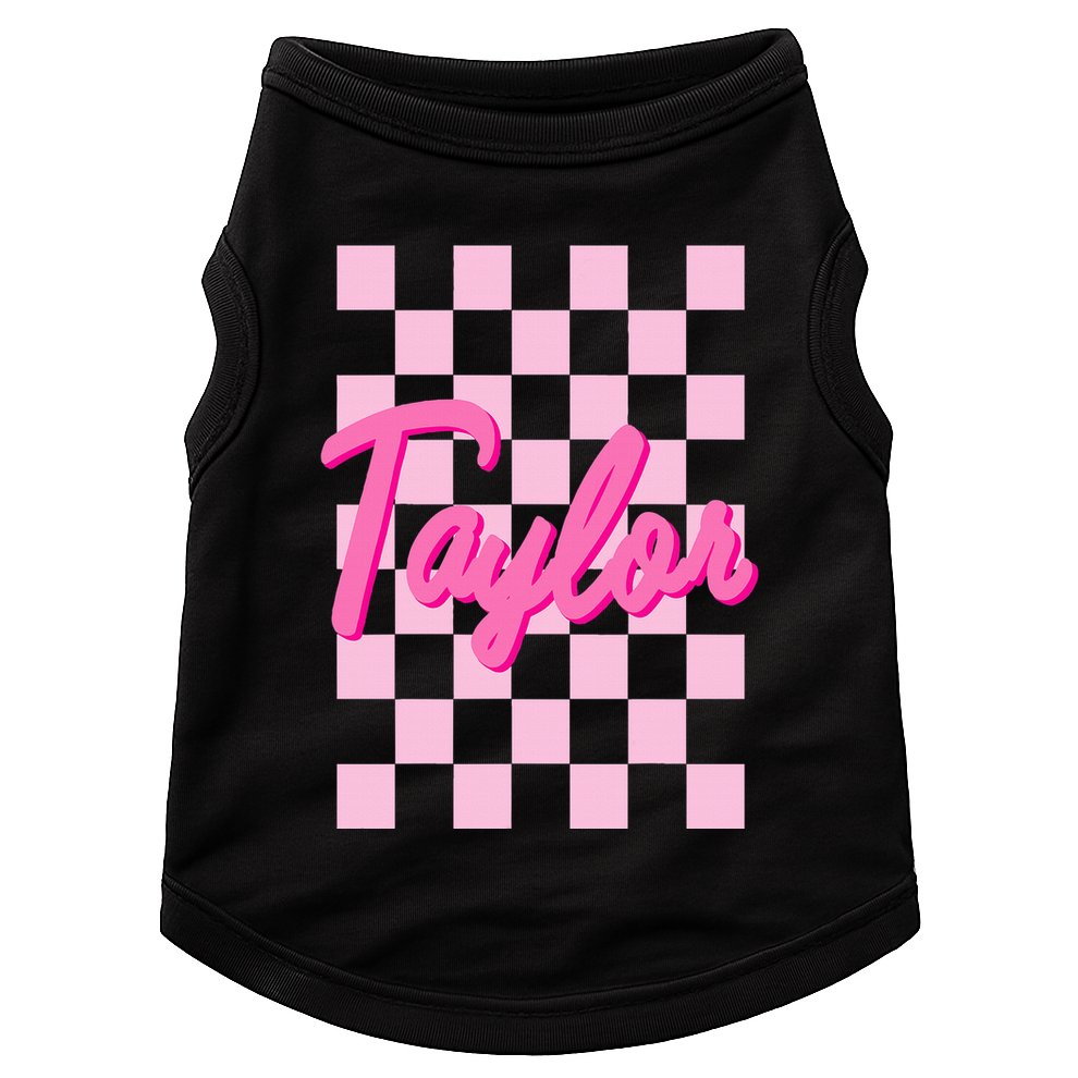Retro T.AYLOR First Name Personalized Groovy Birthday Doggie Tank
