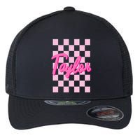 Retro T.AYLOR First Name Personalized Groovy Birthday Flexfit Unipanel Trucker Cap