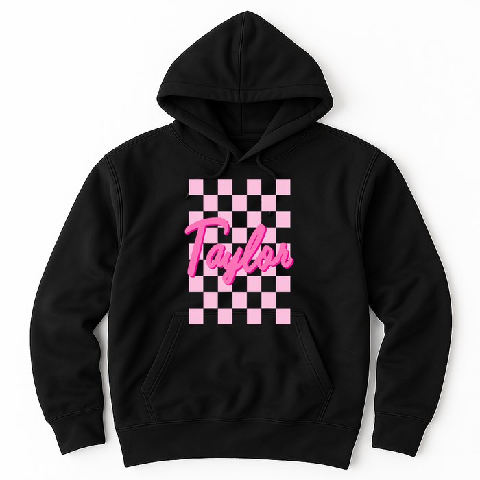 Retro T.AYLOR First Name Personalized Groovy Birthday Hoodie