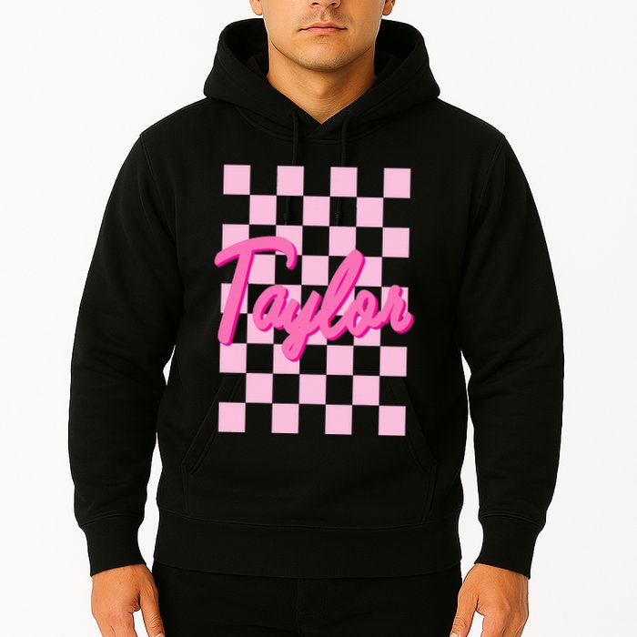 Retro T.AYLOR First Name Personalized Groovy Birthday Hoodie