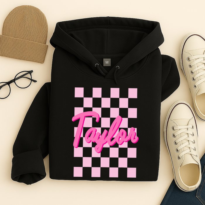 Retro T.AYLOR First Name Personalized Groovy Birthday Hoodie