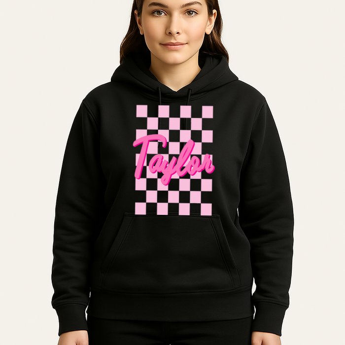 Retro T.AYLOR First Name Personalized Groovy Birthday Hoodie