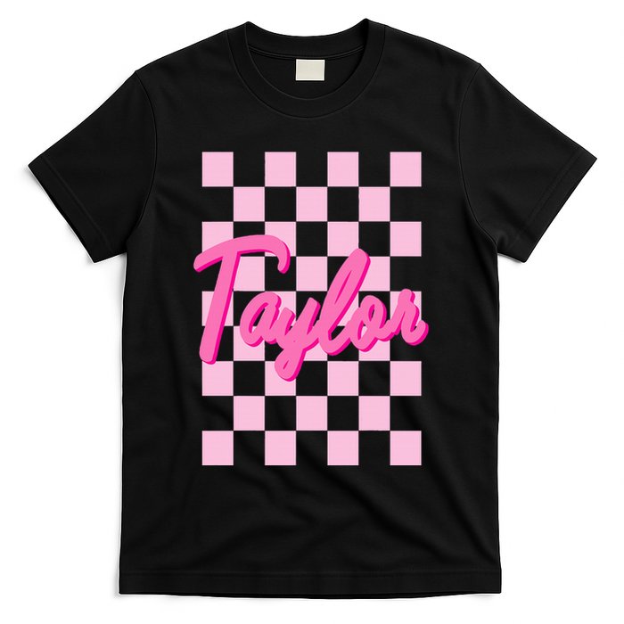 Retro T.AYLOR First Name Personalized Groovy Birthday T-Shirt