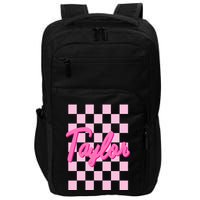 Retro T.AYLOR First Name Personalized Groovy Birthday Impact Tech Backpack