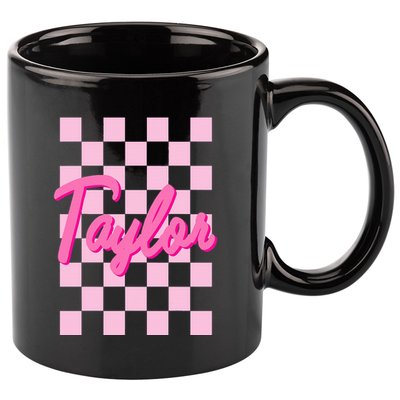 Retro T.AYLOR First Name Personalized Groovy Birthday 11oz C Handle Ceramic Mug