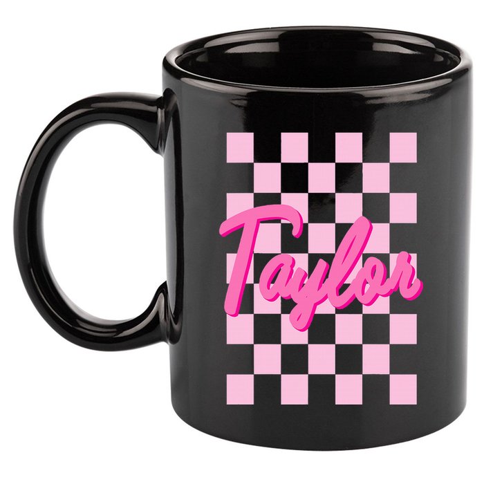 Retro T.AYLOR First Name Personalized Groovy Birthday 11oz C Handle Ceramic Mug
