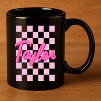 Retro T.AYLOR First Name Personalized Groovy Birthday 11oz C Handle Ceramic Mug