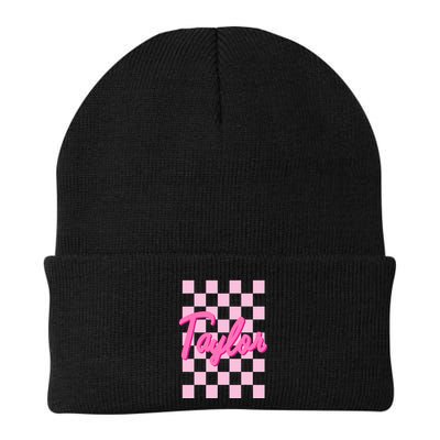 Retro T.AYLOR First Name Personalized Groovy Birthday Beanie