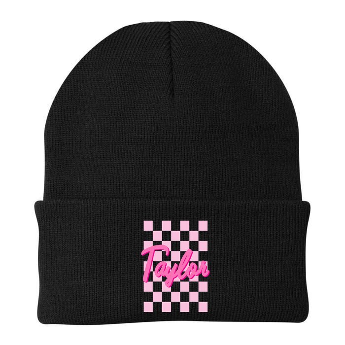 Retro T.AYLOR First Name Personalized Groovy Birthday Beanie