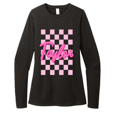 Retro T.AYLOR First Name Personalized Groovy Birthday Womens CVC Long Sleeve Shirt