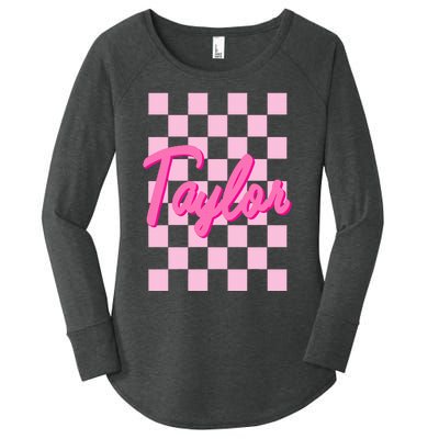 Retro T.AYLOR First Name Personalized Groovy Birthday Women's Perfect Tri Tunic Long Sleeve Shirt