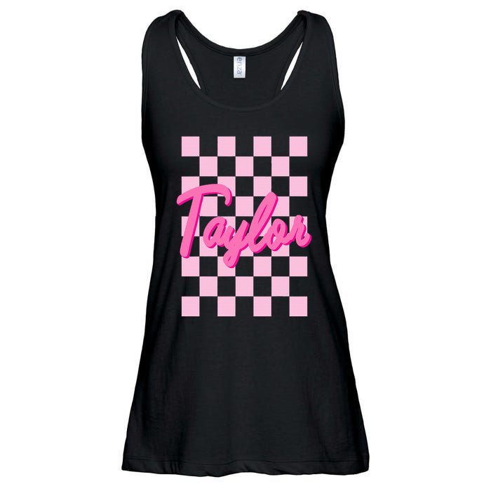 Retro T.AYLOR First Name Personalized Groovy Birthday Ladies Essential Flowy Tank