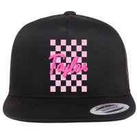 Retro T.AYLOR First Name Personalized Groovy Birthday Flatbill Hat