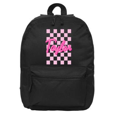 Retro T.AYLOR First Name Personalized Groovy Birthday 16 in Basic Backpack