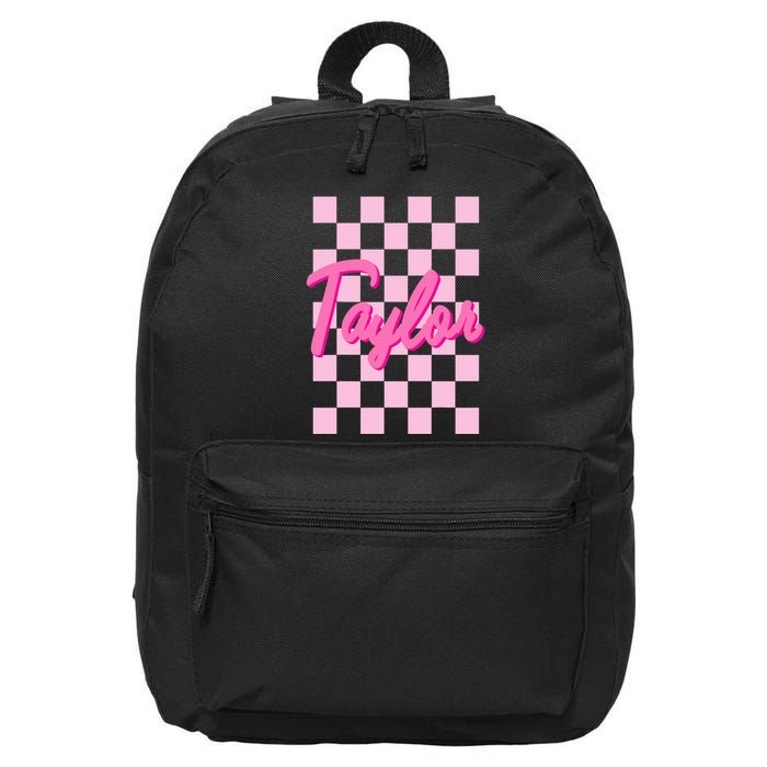 Retro T.AYLOR First Name Personalized Groovy Birthday 16 in Basic Backpack