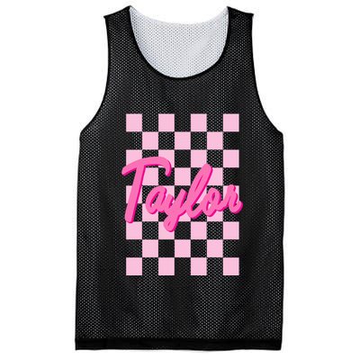 Retro T.AYLOR First Name Personalized Groovy Birthday Mesh Reversible Basketball Jersey Tank