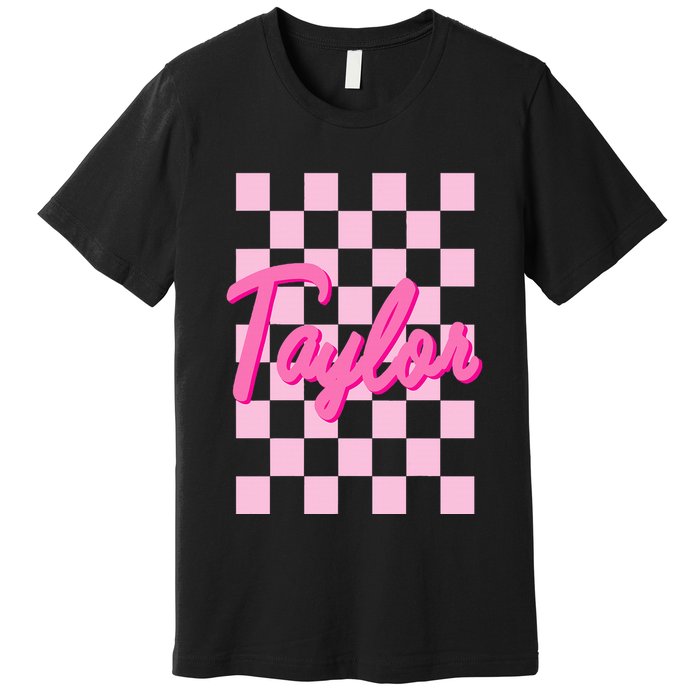 Retro T.AYLOR First Name Personalized Groovy Birthday Premium T-Shirt