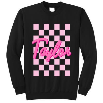 Retro T.AYLOR First Name Personalized Groovy Birthday Tall Sweatshirt