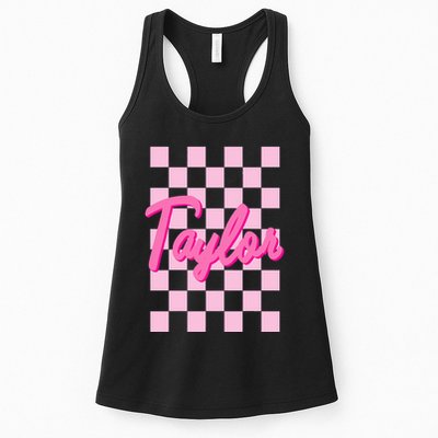 Retro T.AYLOR First Name Personalized Groovy Birthday Womens Tank Top