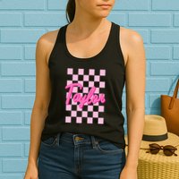 Retro T.AYLOR First Name Personalized Groovy Birthday Womens Tank Top