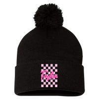 Retro T.AYLOR First Name Personalized Groovy Birthday Pom Pom 12in Knit Beanie
