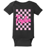 Retro T.AYLOR First Name Personalized Groovy Birthday Baby Bodysuit