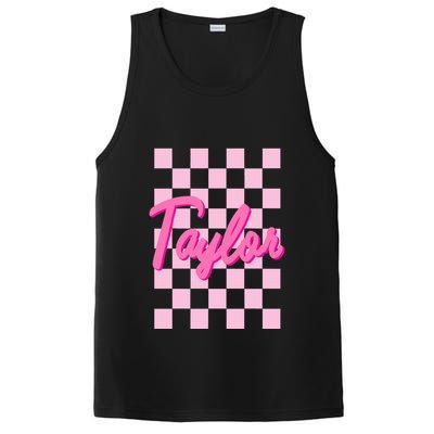 Retro T.AYLOR First Name Personalized Groovy Birthday PosiCharge Competitor Tank