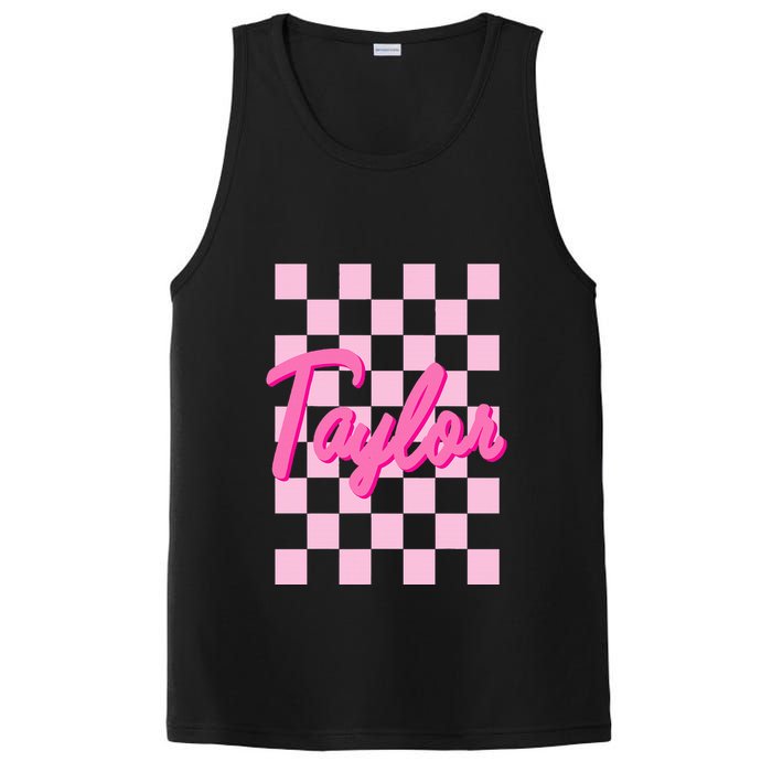 Retro T.AYLOR First Name Personalized Groovy Birthday PosiCharge Competitor Tank