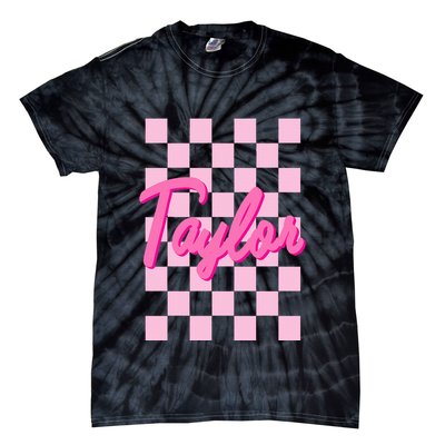 Retro T.AYLOR First Name Personalized Groovy Birthday Tie-Dye T-Shirt