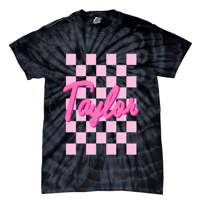 Retro T.AYLOR First Name Personalized Groovy Birthday Tie-Dye T-Shirt